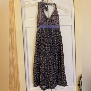 Athleta Floral Halter Dress - Purple and Black